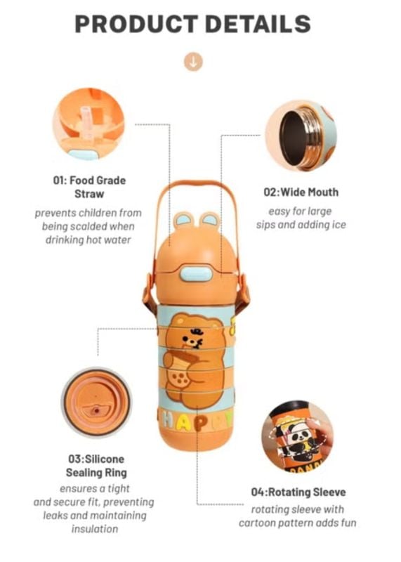 Premium Quality Twisoo Stainless Steel Kids Puzzle Swirl Water Bottle With Handle and Strip (30056)
