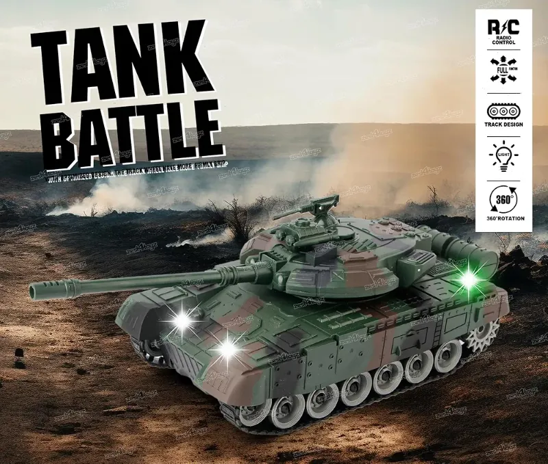 Remote Control 360 Rotating Turret Army Battle Tank for Boys with Light & Sound, Military Tank for Your Kids (DH666-68B)