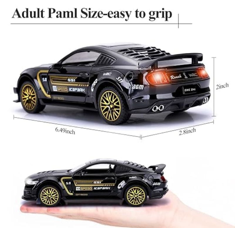 Black Golden Ford Mustang GT500 1:32 Gift Toy for kids