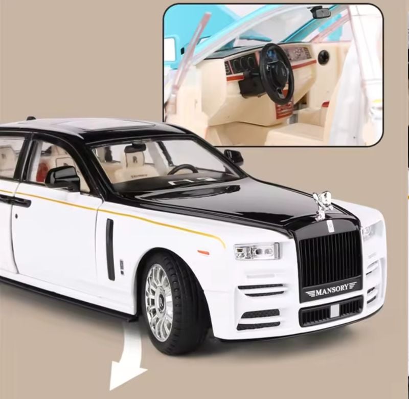 1:22 Rolls Royce Phantom Luxury die-cast alloy model car and toy vehicles, metal model car collection, simulation sound and light, gift for children TM