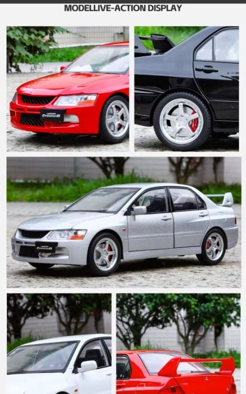 1:24 Mitsubishi Lancer Evolution EVO IX 9 Alloy Miniature Diecast Metal Model Car Scale Model Car Sound and Light Toy Car Vehicle KT (1901-620)