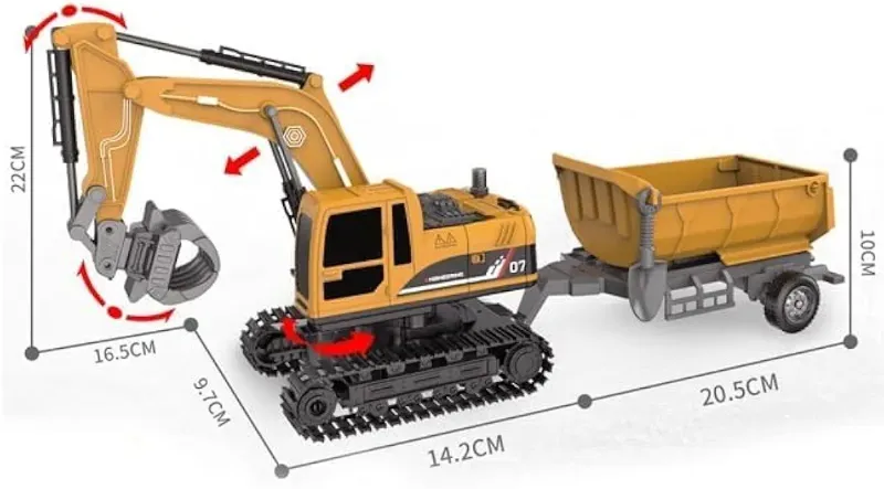 1:22 scale RC Excavator Models Toys Rechargeable Smoke with big trolley KT (671-2S)