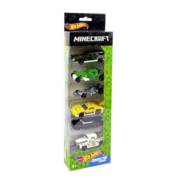 6 Hot Wheels Minecraft theme Character collector car set