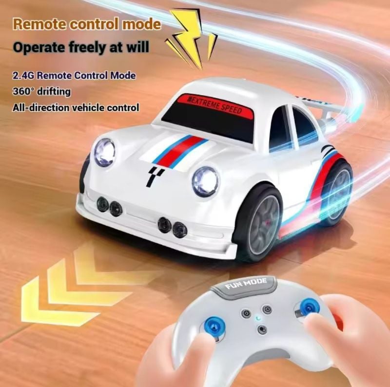 2.4G mini RC smart drift car with lights and sounds, multi-function follow escape mode remote control TM HK-9980