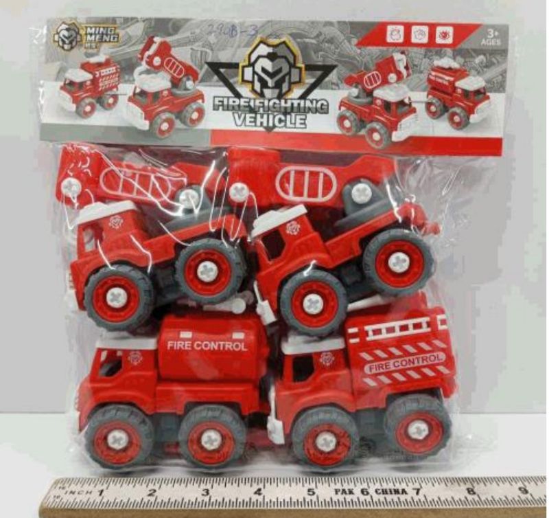 DIY Fire Fighting Truck Screw Vehicles toys high quality (290B-3)