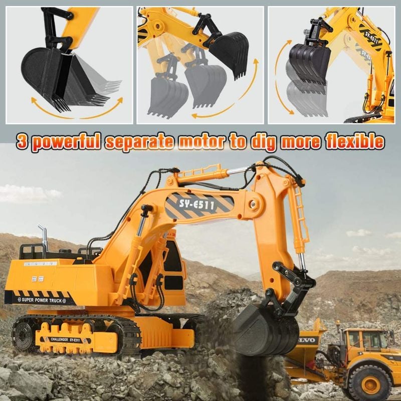 1:24 scale Engineering Truck Excavator RC Rechargeable 360 rotate Digging Sound KT (7721A)