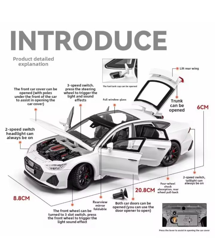 1/24 Audi Rs7 RS 7 Diecast toy car (CZ184A)