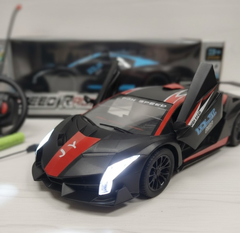RC 2.4G 1Ft Big High speed racing car Lamborghini Model open doors sound light (8052E)