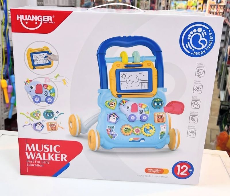 Premium Sit to Stand Baby Walker, Baby Push Along Toys with Music and Drawing Board, Early Educational Activity Centres Babies Learning Toys, Baby Walkers for Boys Girls from 6 Months KT (HE0810)