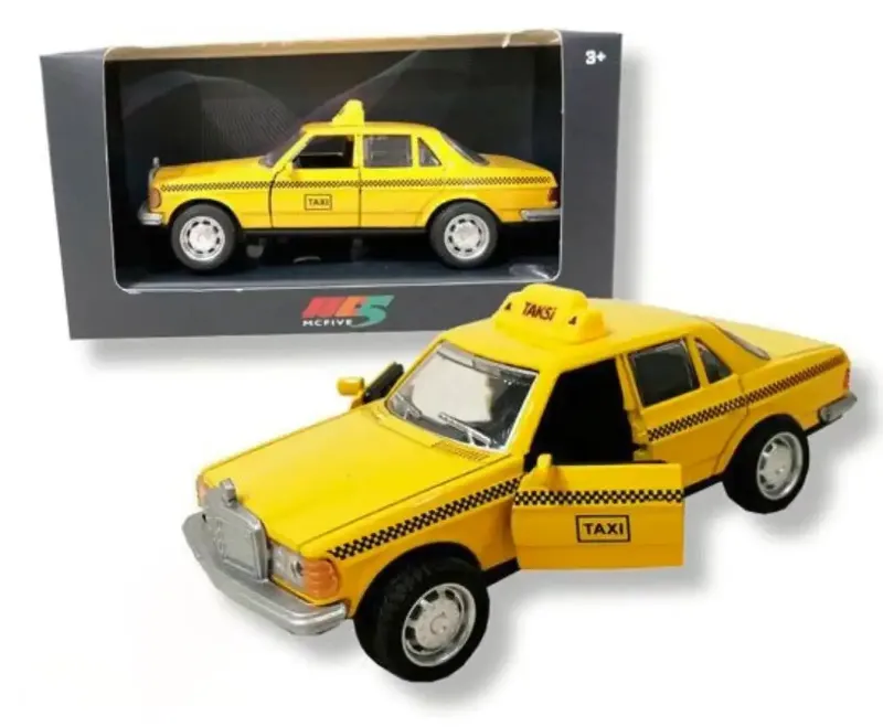 Classic Taxi Car Diecast Metal Openable Door Yellow 1:32