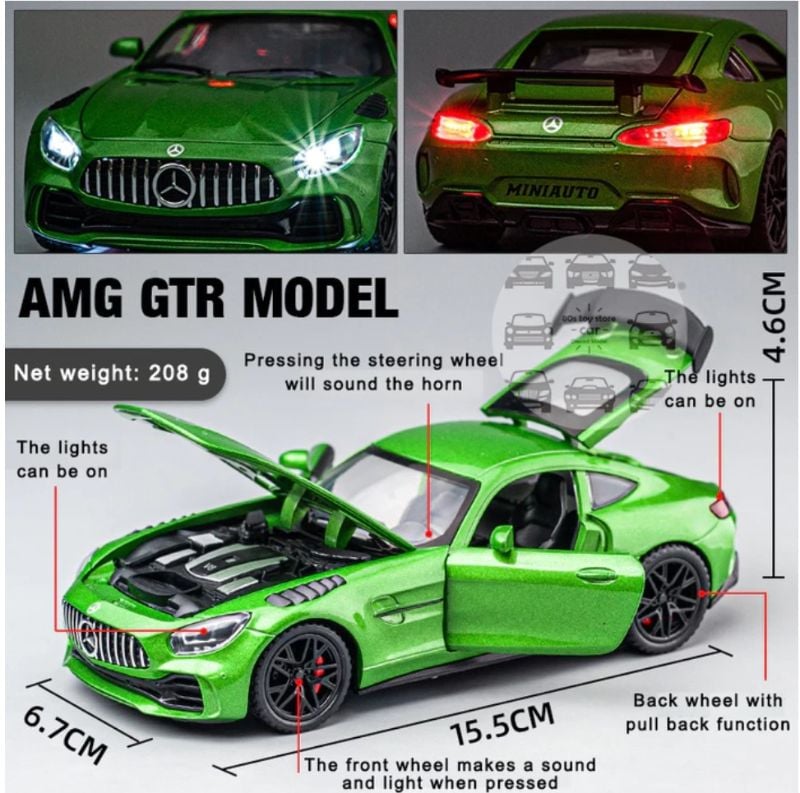 Diecast car 1:32 Mercedes-Benz AMG GTR Toy Car Sounds Light open all doors TM (DC32432)