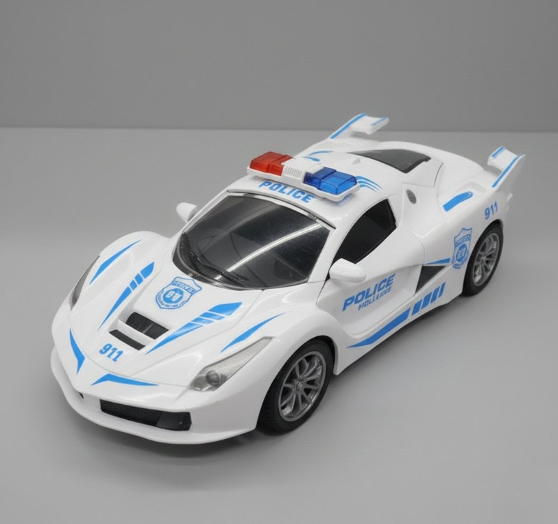 1:18 RC Police car with smoke open doors light sound for kids (118-10B)