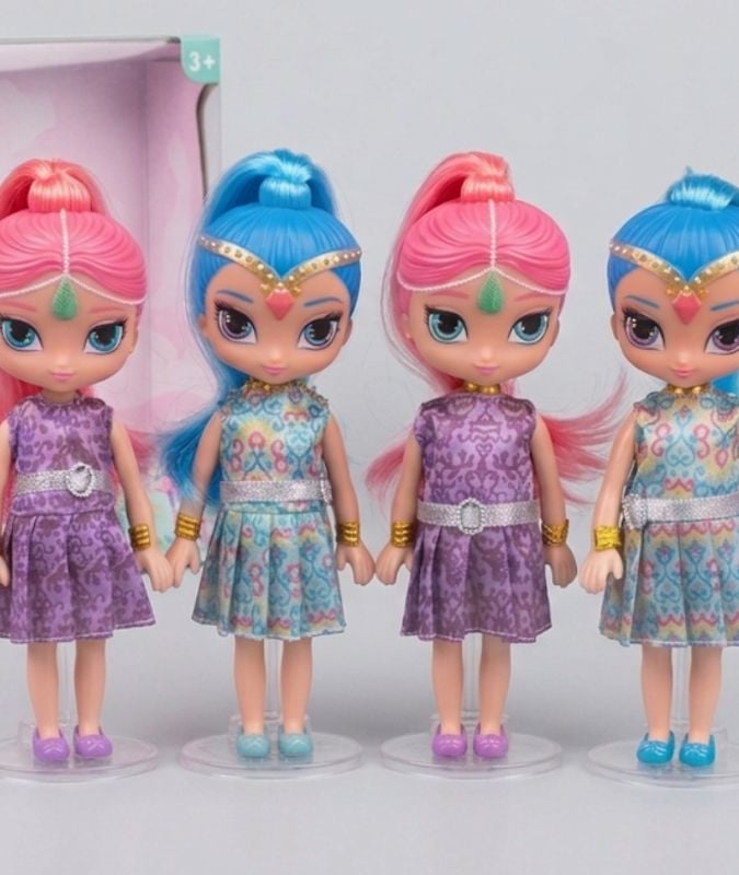 9 inch Tall Shimmer and Shine Genie Beach Dolls Character figure movable joint soft face hard plastic body KM (PL056)