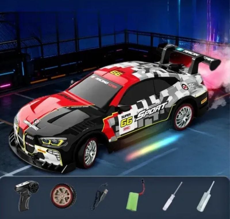 1:16 30km/h BMW M4 Drifting Car Fast Speed RC 2.4GHz With Smoke Real 4WD & extra tire 11inch long KT (GS025-4)