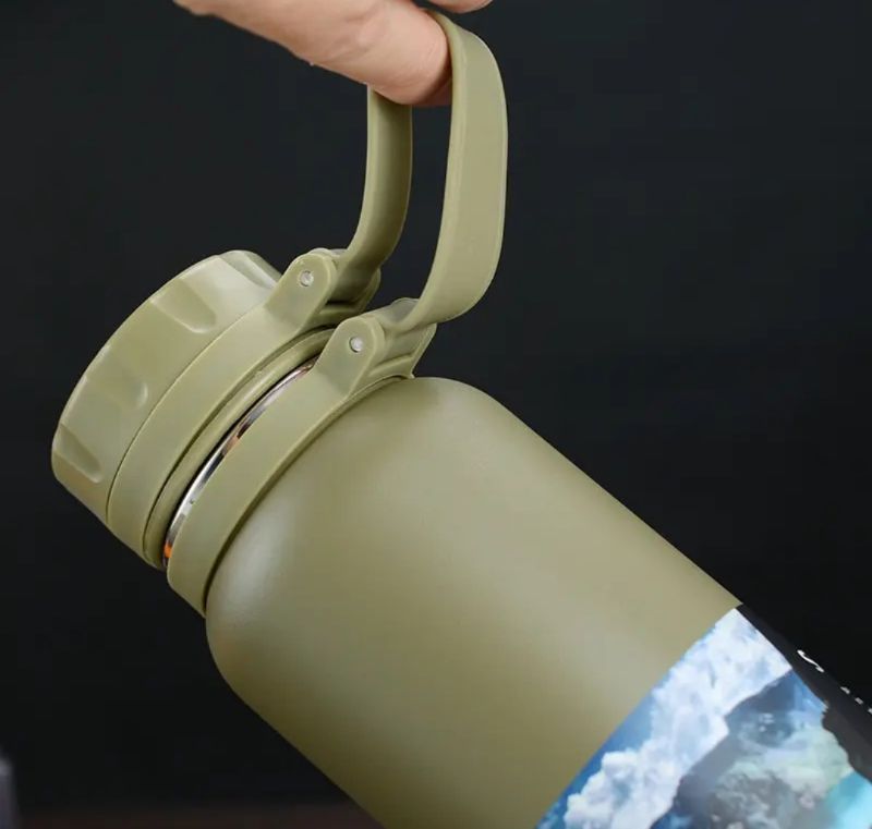 Vacuum Insulated Stainless Steel Thermal Bottle with Silicone Strap 800ml Leak Proof Coffee Tea Sports Bottle for Travel to Keep Drinks Hot or Cold Water Bottle