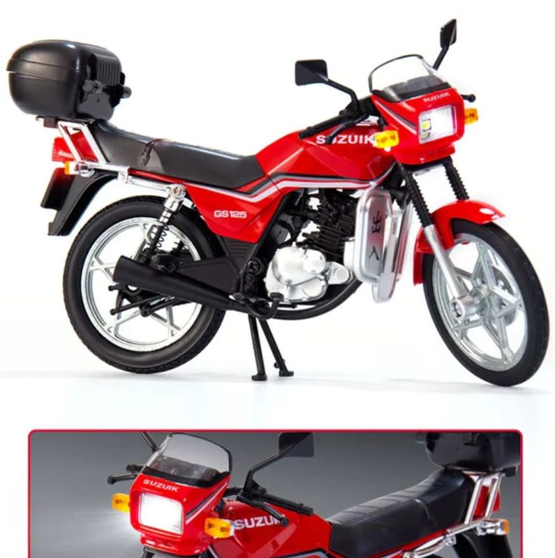 Jinlifang 1:12 scale classic Suzuki GS125 motorcycle diecast sound light 8 inch length (1901-490A)