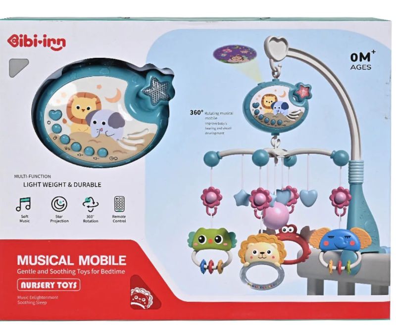 Baby Crib Mobile Rattle with Projector play Music Lights with Remote control Adjustment speed and Sound KT (698-84)