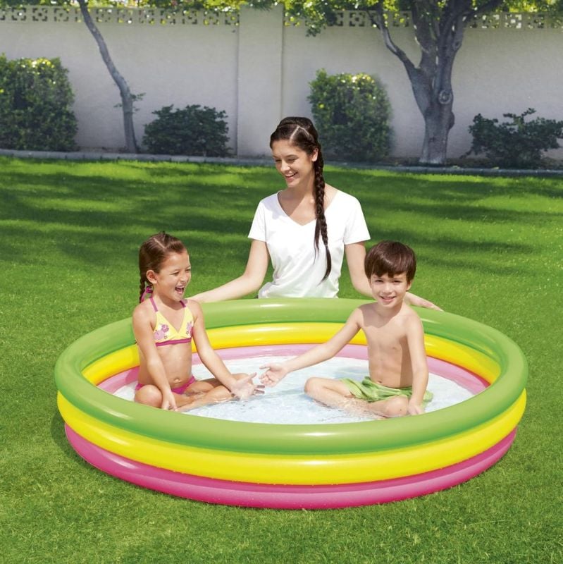 Big Soft comfortable inflatable vinyl floor Bestway Summer Pool 3Ring 2 kids space TM(51103)