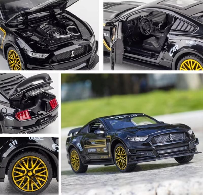 Black Golden Ford Mustang GT500 1:32 Gift Toy for kids