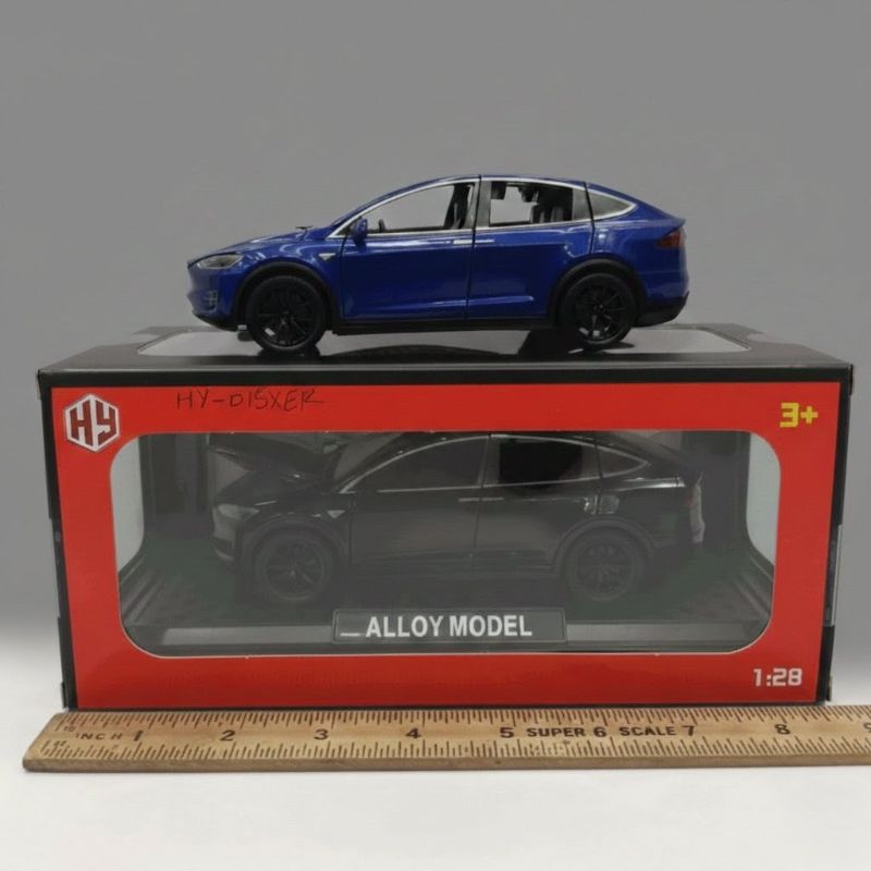 1:28 Tesla Model X Diecast model car display case base openable all sides realistic details (HY018XEK)