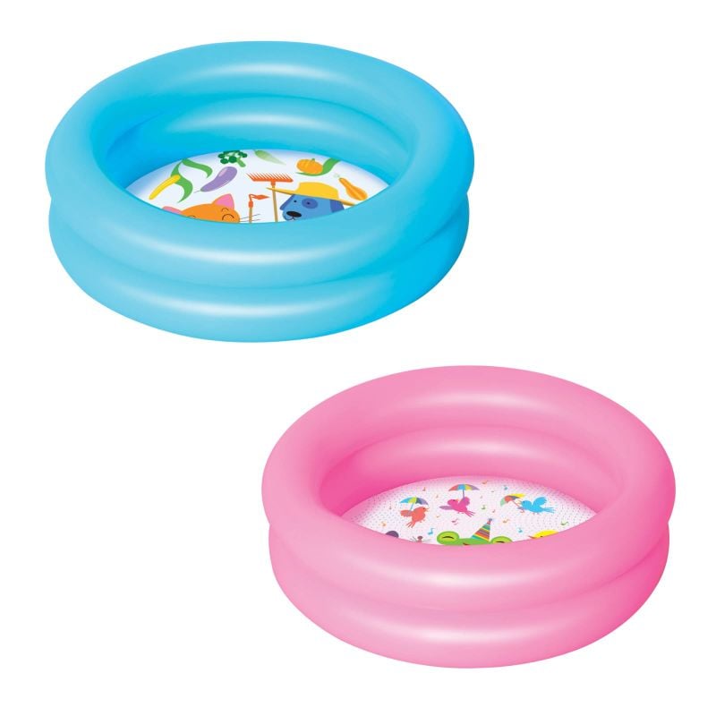 Inflatable 2 Ring Round Kiddie paddling pool 61x15 cm Bestway 0 to 2 year age Swimming pool TM(51061)