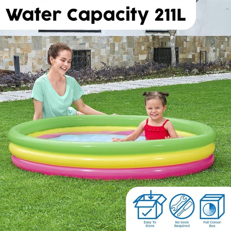 Big Soft comfortable inflatable vinyl floor Bestway Summer Pool 3Ring 2 kids space TM(51103)