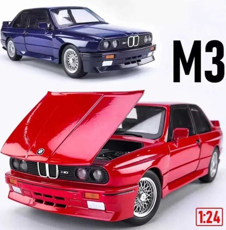 Classic 1:24 BMW M3 E30 Big diecast car model open doors sound light  KT 1900-440