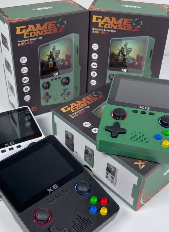 X6 3.5Inch IPS Portable Handheld Game Console 10000+ Games Game Pad - Dual 3D Joystick 11 Simulators 64GB Video Gift TM (X6)