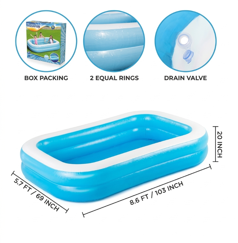 Family Big Pool Rectangular Bestway brand High quality Inflatable Pool TM(54006)