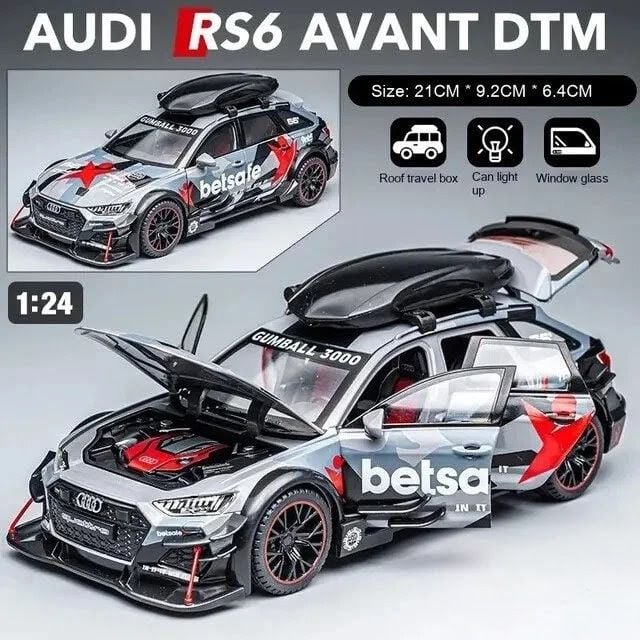 1:24 Diecast Audi RS6 Avant Openable all sides sound light KT TM(1900-282)