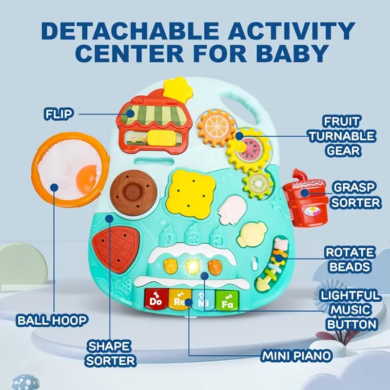 Baby Push Musical Walkers for Babies 12 Months Sit to Stand Walker for Baby Girl Boy 2 in 1 Push Toys for Babies Learning to Walk Baby Activity Walker Toddler Walking Toy KT(HE0814)