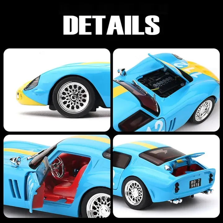 1:32 scale Classic 1962 Ferrari 250 GTO die-cast model car open doors sound light best for collector B21033A