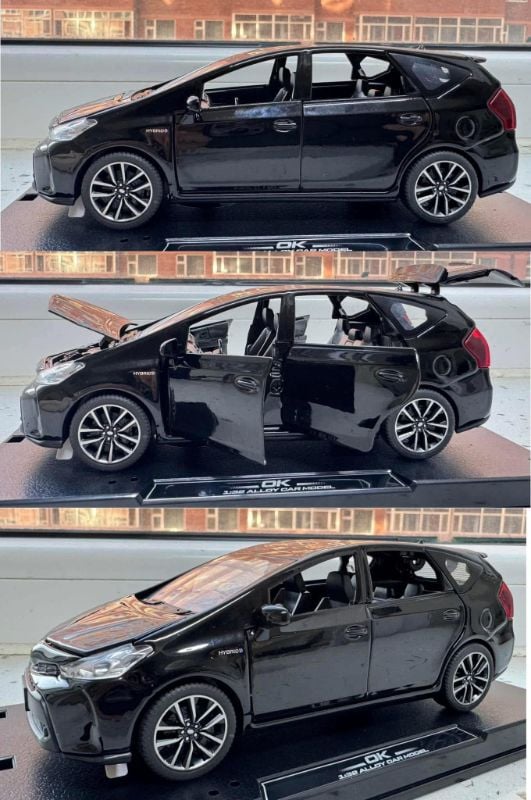 1:32 Toyota Prius Diecast model car with base open doors sound light children toy gift car (PRIUS)