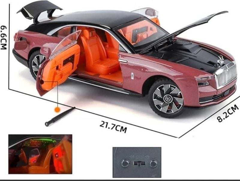 1/24 Scale Rolls Royce Spectre Alloy Die Cast Model Car with Sound and Light, Car Enthusiast Collectibles, Birthday Gift, Simulation Real model Vehicle