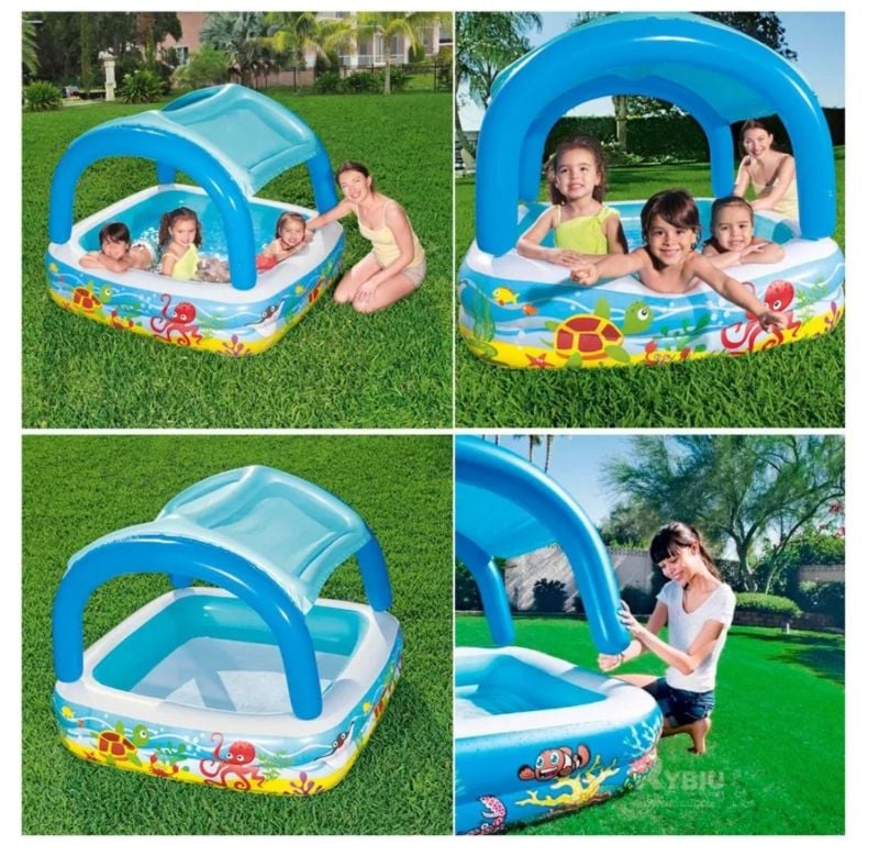 Bestway Canopy Play Pool, an inflatable children's pool designed for outdoor fun with sun protection TM (52192)