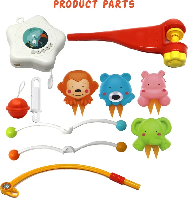Musical Mobile Bed Bell Toy for Babies, Battery Operated Baby Hanging Toys Baby Crib Musical Cot Toy with Lights and Music, Star Projector KT(HE0307)