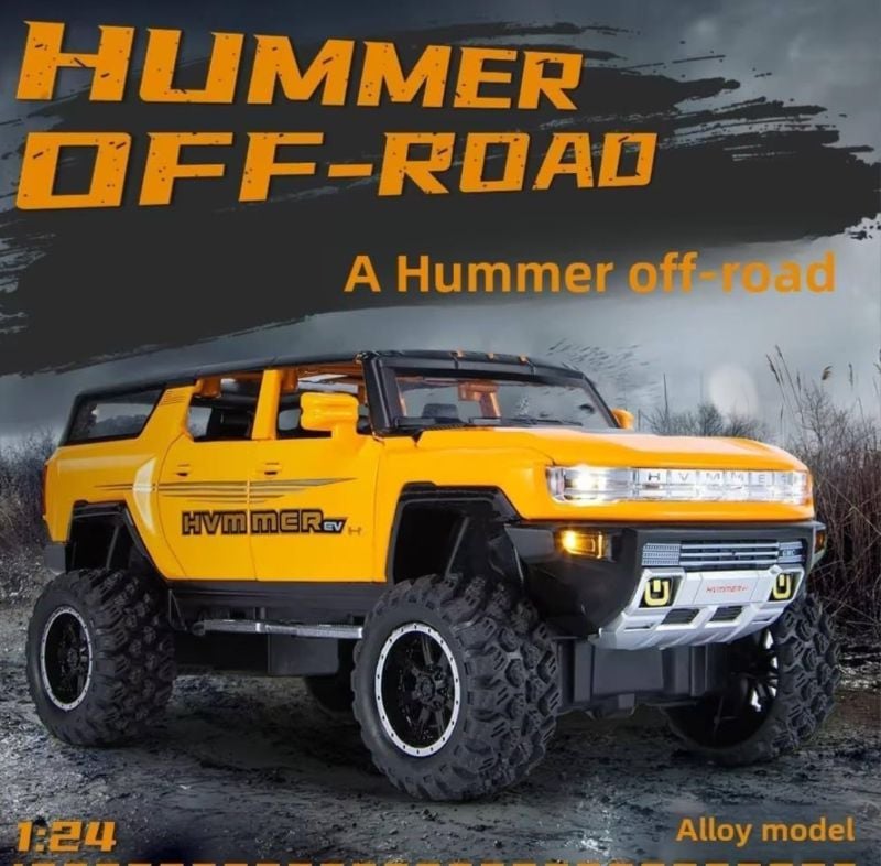 Big 4x4 Hummer Ev Model Car Diecast Metal openable all doors Sound light Gift dream car for kids and collectors KT B2410