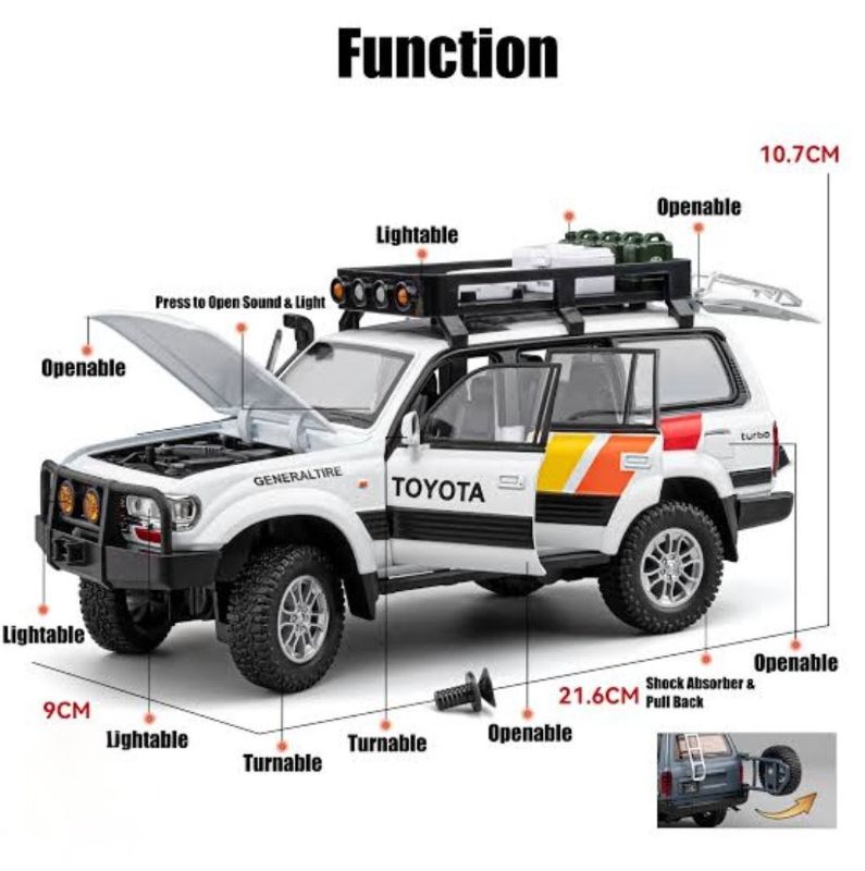 1:24 Toyota Land Cruiser LC80 Diecast toy car (CZ609)