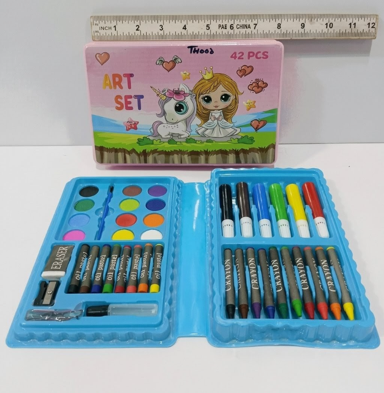 Young Artists 42-piece complete kids' art and craft stationery set Portable Nontoxic High quality KT (TH002)