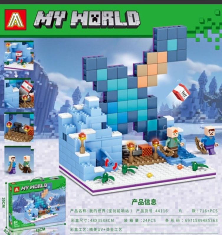 Minecraft My World Frozen Building Block Lego Compatible 716+ pieces and Minecraft Figures KT (44116)