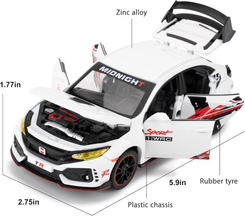 1:32 Honda Civic Diecast Model car open doors sound light for kids (HONDA TYPER)