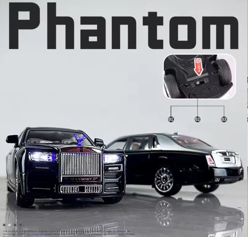 1:22 Rolls Royce Phantom Luxury die-cast alloy model car and toy vehicles, metal model car collection, simulation sound and light, gift for children TM