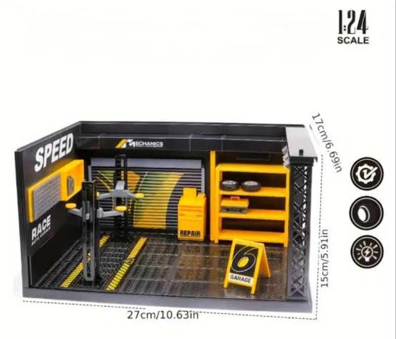 1:24 DIY Repair/Garage Car Shop Model display diorama with light Gift 4 Collector