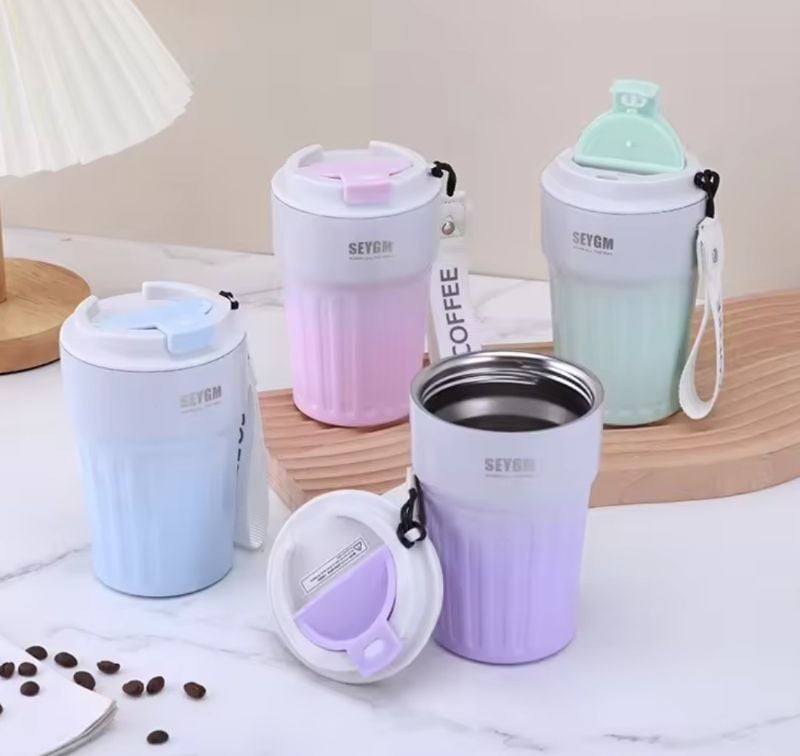 Coffee Cup Stainless Steel Gradient Colour High Quality Three layer Hot and Cold (383-9)
