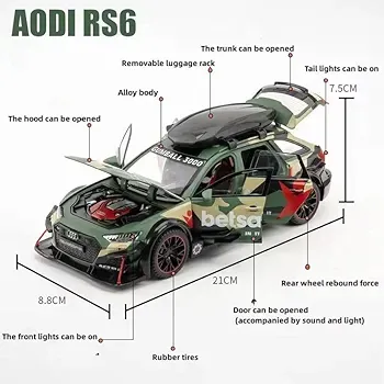 1:24 Diecast Audi RS6 Avant Gumball 3000 edition Openable all sides sound light KT TM(1900-282)