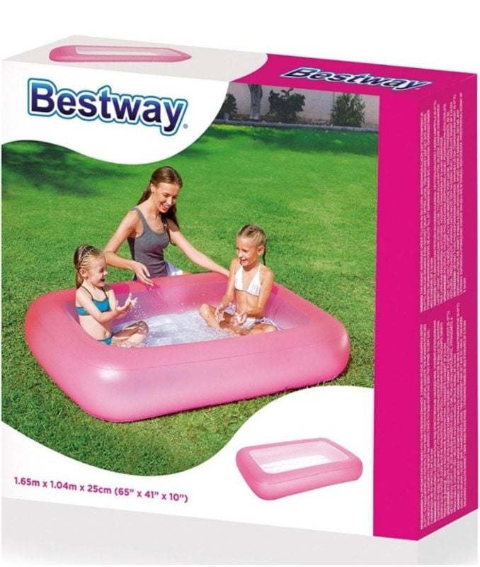Big Comfortable Bestway Aquababes Square Inflatable Swimming Pool with repair patch 2 kids space TM (51115)