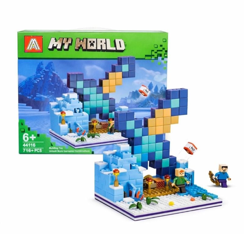 Minecraft My World Frozen Building Block Lego Compatible 716+ pieces and Minecraft Figures KT (44116)