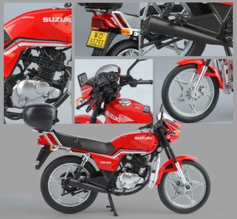 Jinlifang 1:12 scale classic Suzuki GS125 motorcycle diecast sound light 8 inch length (1901-490A)