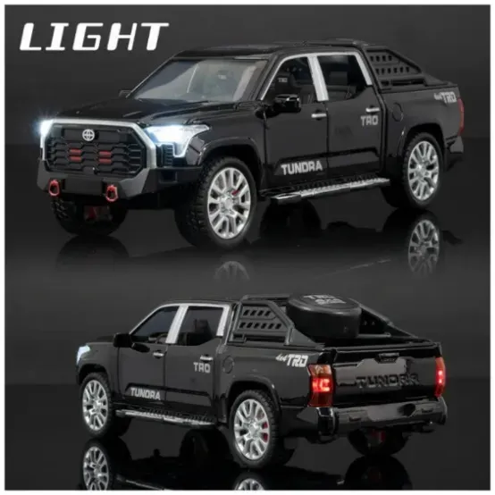 1:32 scale die-cast model of a black Toyota Tundra TRD 4x4 pickup truck (W32112)