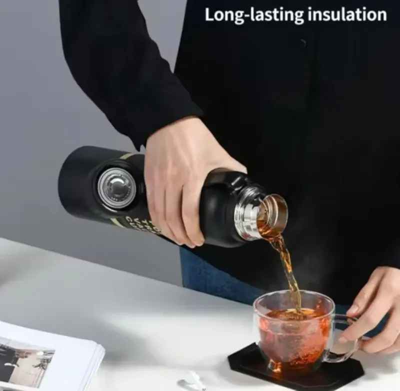 Vacuum Insulated Stainless Steel Thermal Bottle with Silicone Strap 800ml Leak Proof Coffee Tea Sports Bottle for Travel to Keep Drinks Hot or Cold Water Bottle